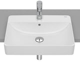 Inspira Square Semi-Recessed Fineceramic Basin 55 cm White Roca