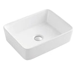 Lavabo de sobreencimera cerámico blanco con bordes finos y curvos QTRO 48 de Aquore