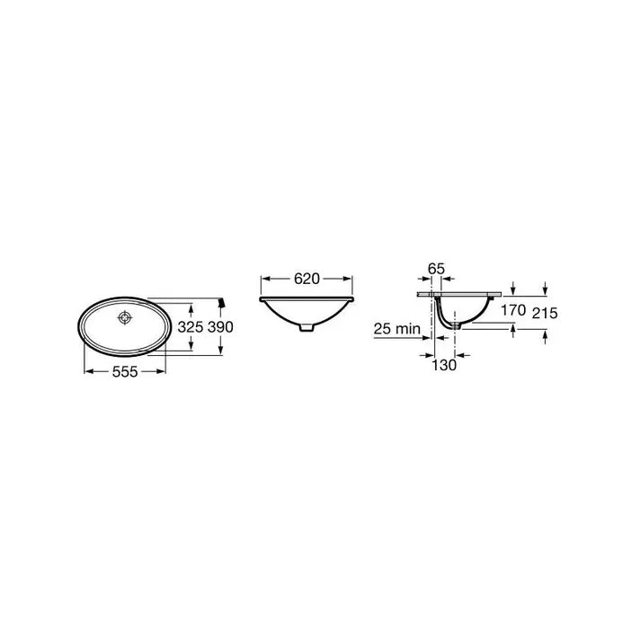 Roca Grand Berna A327899000 Lavabo para instalación bajo encimera de 62 cm fabricado en porcelana de color blanco - MerkiMarket