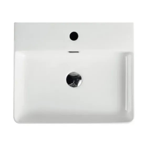 Lavabo semiencastre para encimera ceramica blanco con rebosadero Aquore Riff 50 M 1