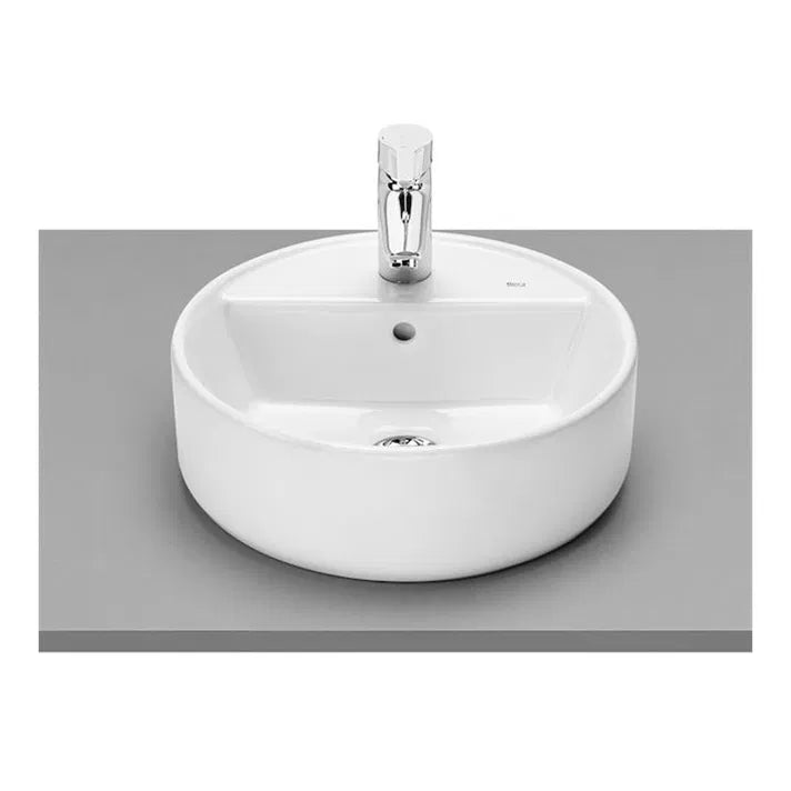 ROCA ROUND A3270MK000 40cm ø porcelain countertop washbasin with a white finish 