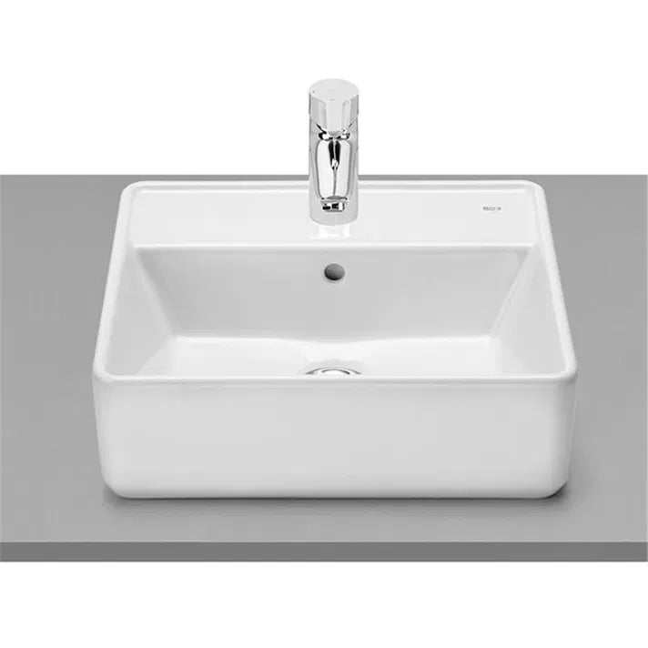 ROCA SQUARE A3270MM000 Pia de bancada de porcelana de 42 cm com acabamento branco