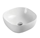 Lavabo sobreencimera blanco ovalado de cerámica con acabado moderno con interior curvo Polo 41 de Aquore