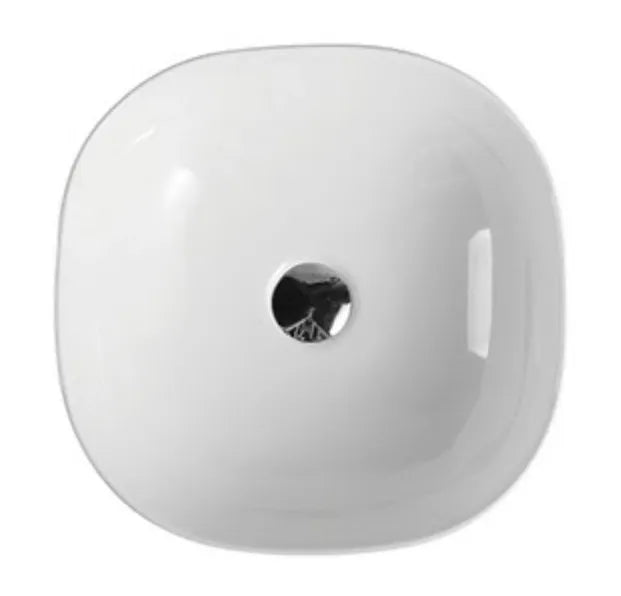 Lavabo sobreencimera blanco ovalado de cerámica con acabado moderno con interior curvo Polo 41 de Aquore 1