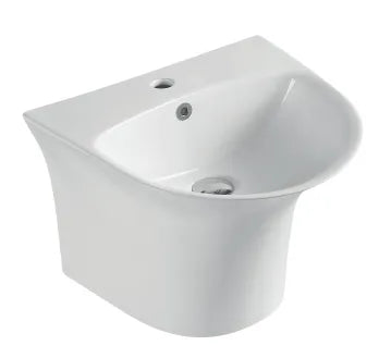 Lavabo suspendido blanco cerámico con semipedestal Zento 47 de Aquore 1