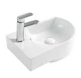 Lavabo suspendido blanco de ceramica con rebosadero y orificio para grifería de fijación a pared Mini 41 L de Aquore