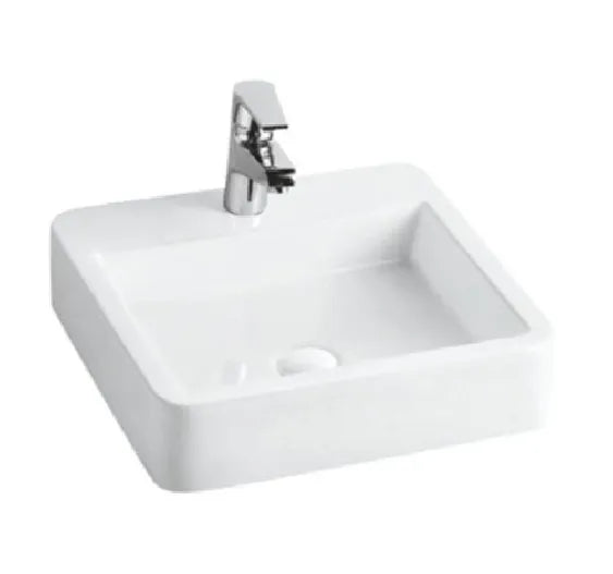 Lavabo suspendido blanco de cerámica KUBE de Aquore 0