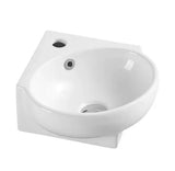 Lavabo suspendido blanco ovalado de cerámica con rebosadero para esquina Mini 39 de Aquore