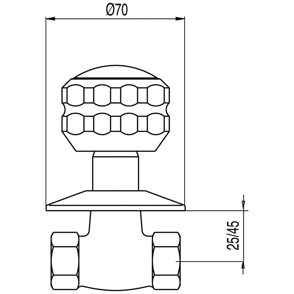 Llave de paso para empotrar en pared de agua fría, fabricada en latón con acabado cromado Ese-23 Basic TRES 1