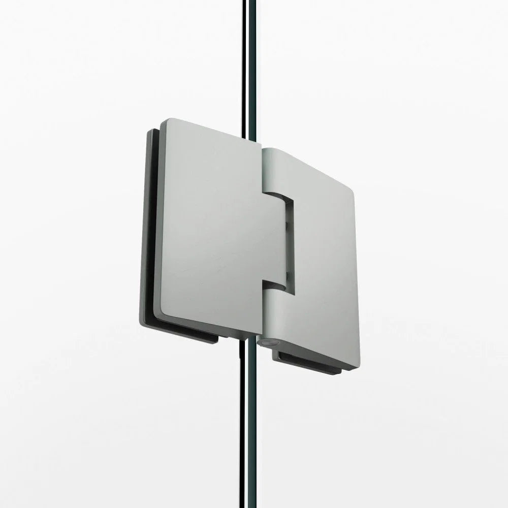 Glass Nickel Shower Screen | 1 Fixed + 1 Hinged Door (Latch-Free)
