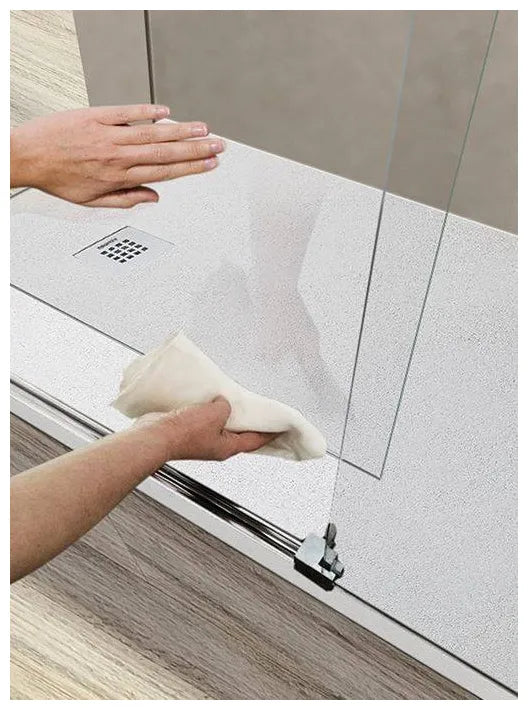 Mampara corredera para baño de 195 cm con cristal templado decorado Clio CU607 Kassandra 2