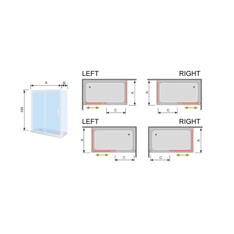 Mampara corredera para baño de 195 cm con cristal templado decorado Clio CU607 Kassandra 3