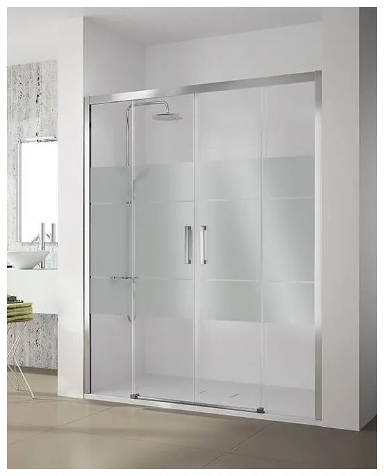 Mampara de ducha con correderas y fijos de cristal decorado Clio CU100 Kassandra 1