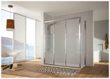 Pare-douche avec portes coulissantes et 1 feuille fixe en verre trempé décoré Bali DI101 Kassandra