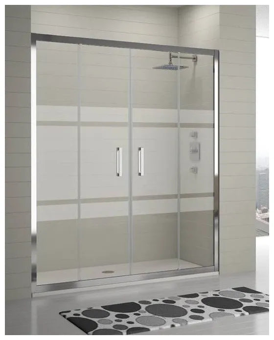 Mampara de ducha de cristal templado con puertas correderas y paneles fijos Bali TR100 Kassandra 1