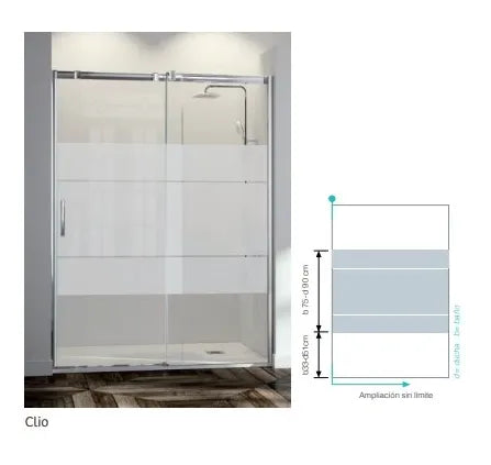 Mampara de ducha decorada para puerta corredera de cristal templado Clio LU102 Kassandra 0