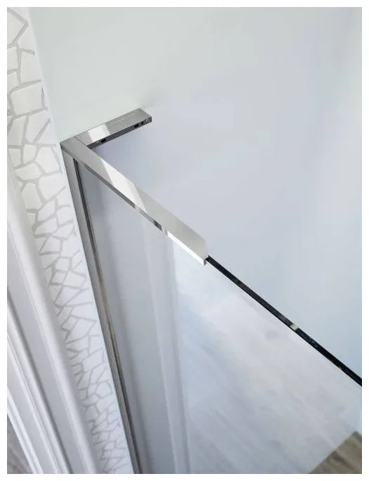 Mampara de ducha panel fijo frontal con vidrio decorado Clio y perfil de plata brillo alto Fresh Kassandra 1