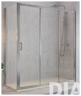 Pare-douche frontal portes coulissantes avec panneau latéral fixe DI101+DI103 Kassandra