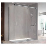 Pare douche frontal en verre trempé avec deux portes coulissantes et un côté fixe de 195 cm BT111 Kassandra