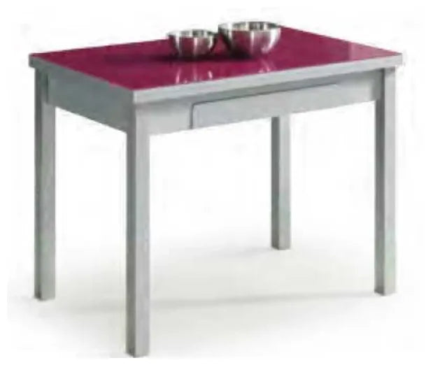 Mesa extensible o fija de aluminio y madera con tapa de cristal y color a elección Ana de Aquore 0