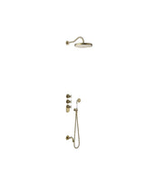 Pack de grifo termostático para bañera y ducha con regulador latón viejo mate Tres Clasic Tres