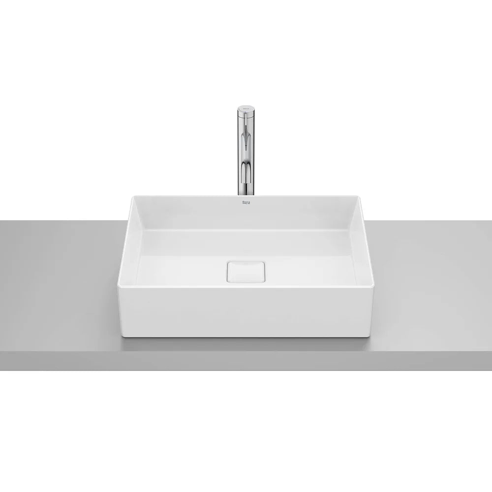 Lavabo rectangular de sobre encimera Fineceramic blanco 51x36x12 cm Roca - Vista 2
