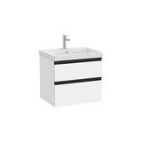 Mueble base con dos cajones y lavabo plus centrado 60 cm Blanco mate Roca