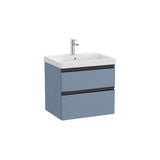 Mueble base con dos cajones y lavabo plus centrado 60x46x57 cm Azul mate Roca