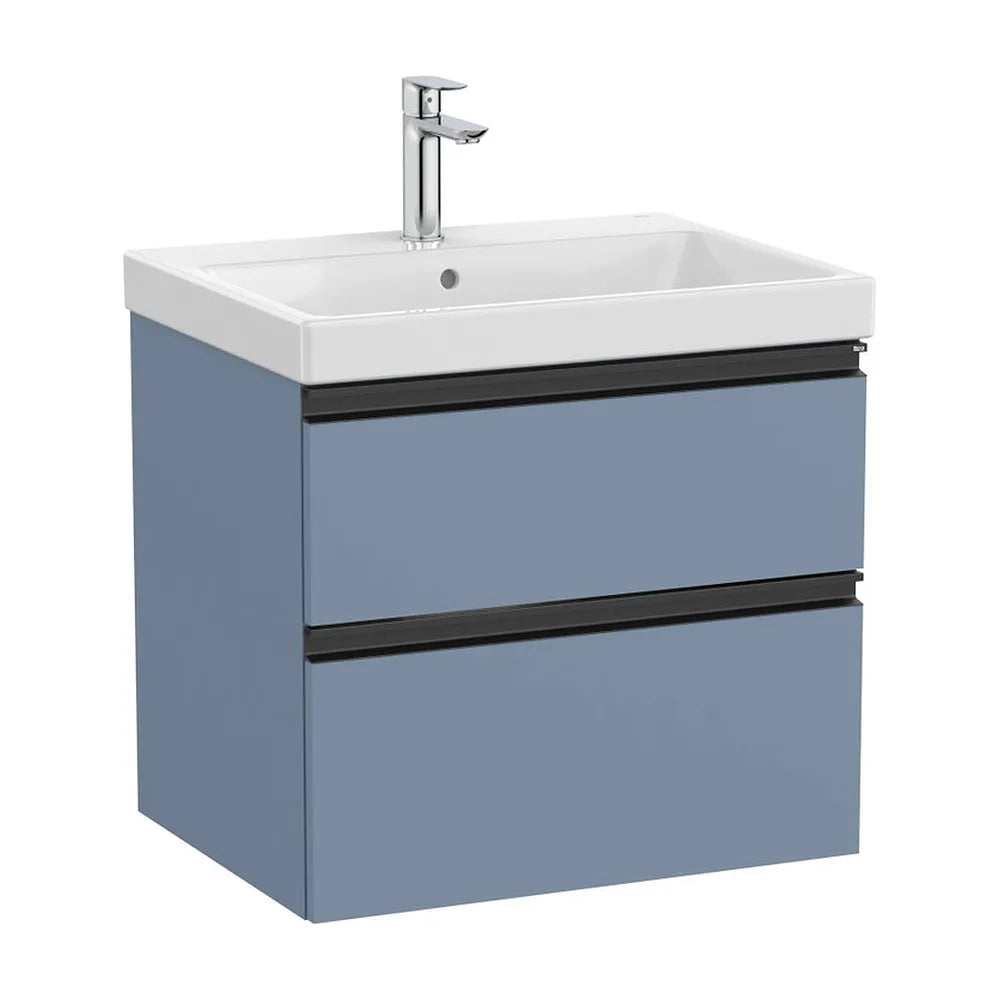 Mueble base con dos cajones y lavabo plus centrado 60x46x57 cm Azul mate Roca - Vista 2