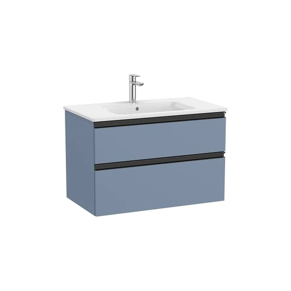 Mueble base suspendido dos cajones lavabo centrado 80x46x54 cm Azul mate Roca - Vista 1