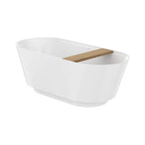 Bañera ovalada de Stonex con bandeja de madera 170x75x59 cm exenta Roca