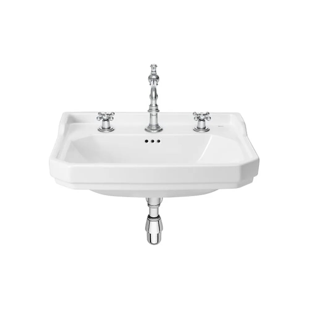 Lavabo Mural Porcelana con Tres Orificios Carmen 65x48x22cm Blanco Roca - Vista 1