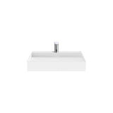 Lavabo mural carré 65 x 55 x 12,5 cm en Stonex blanc avec tablette 100 mm fixation incluse Roca