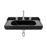 Lavabo Da Parete In Porcellana X 22,5 Cm Tre Fori Per Rubinetteria Compatto Finitura Nero Opaco Carmen 80x50 cm Roca