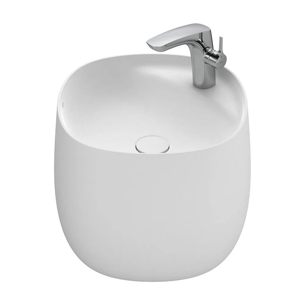 Lavabo mural con semipedestal integrado Fineceramic blanco mate 46x47x38 cm Roca - Vista 2