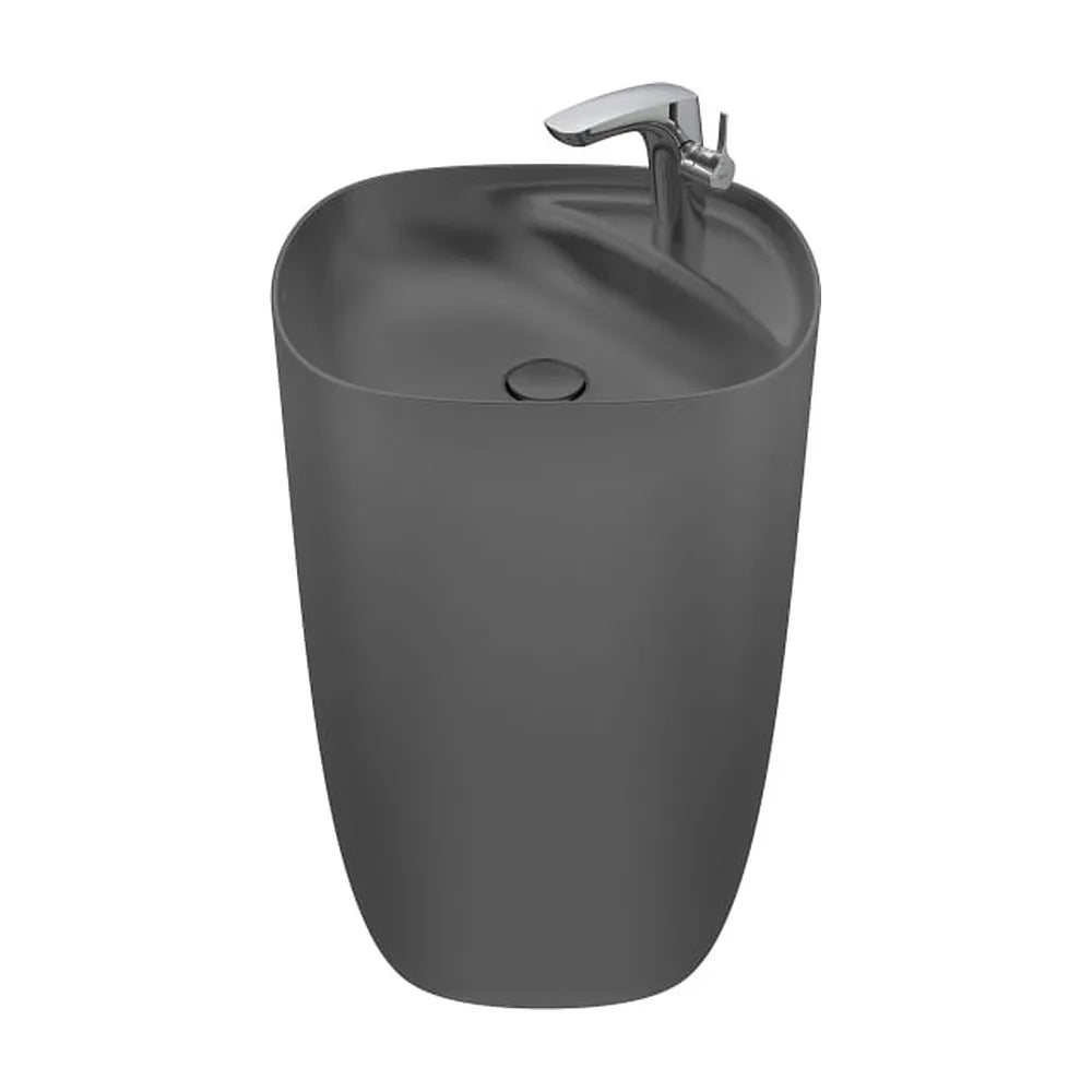 Lavabo totem de Fineceramic con desagüe universal y repisa integrada 50x45x88 cm Roca - Vista 1
