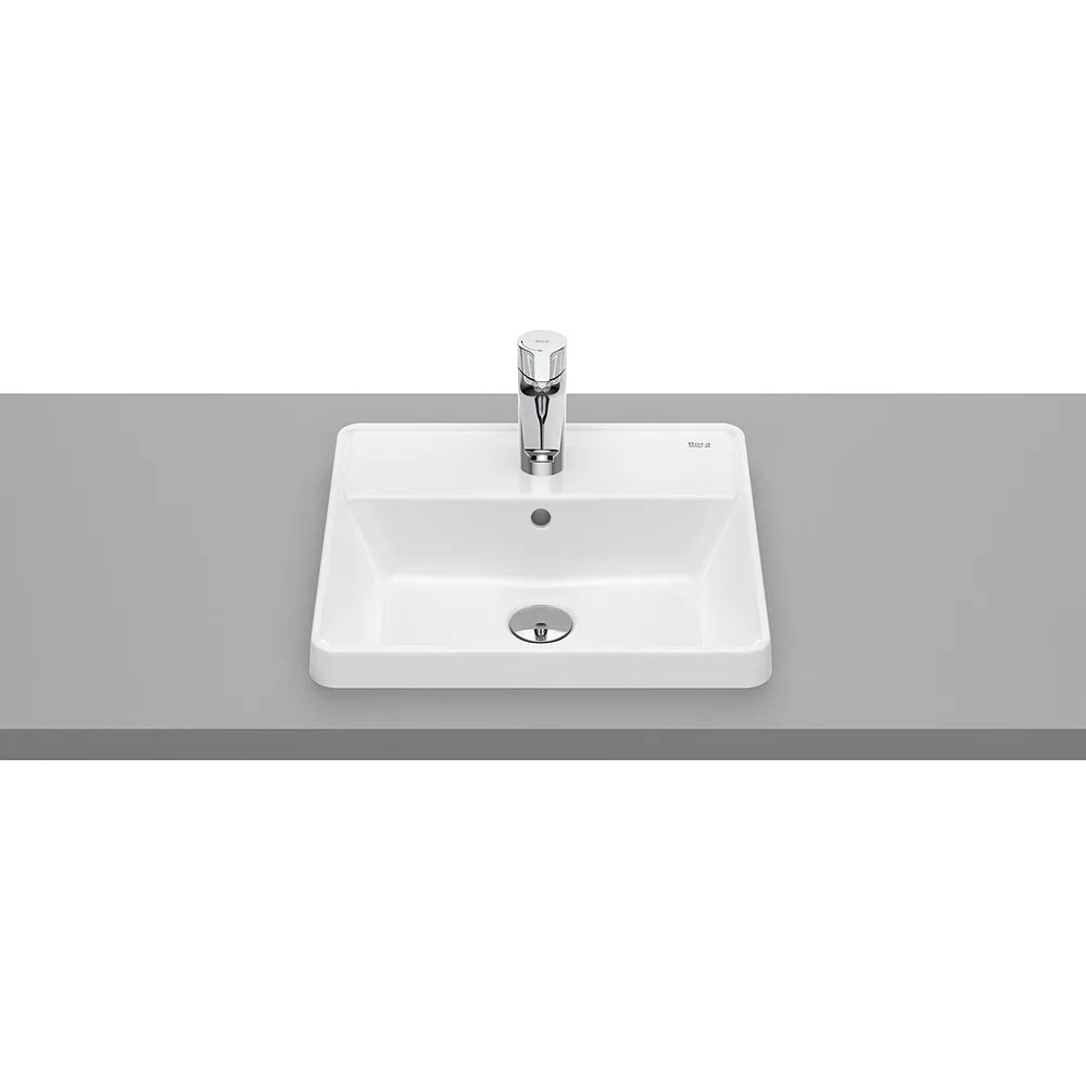 Lavabo de encimera cuadrado porcelana blanco 42x39x4 cm Roca - Vista 2