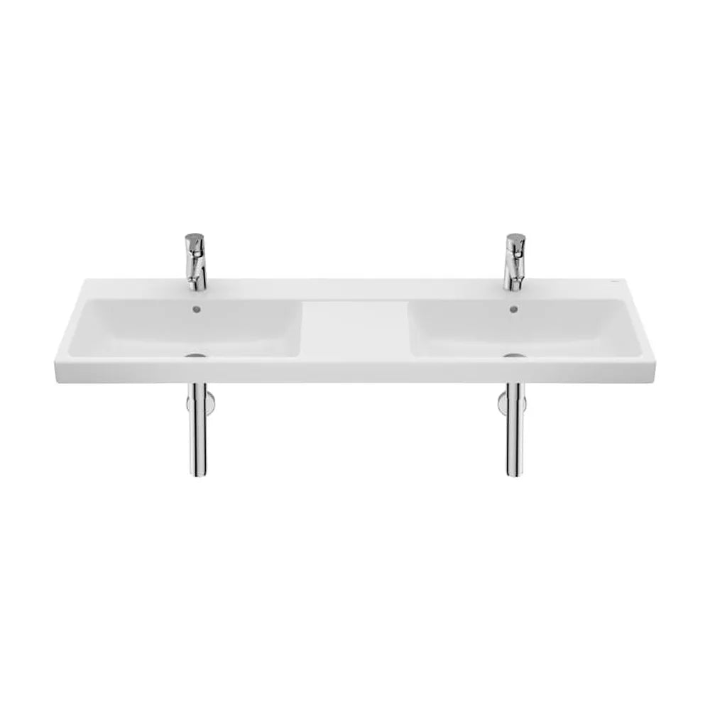 Lavabo Mural Doble Porcelana 5 Cm The Gap 140x46x17 cm Blanco Roca - Vista 1