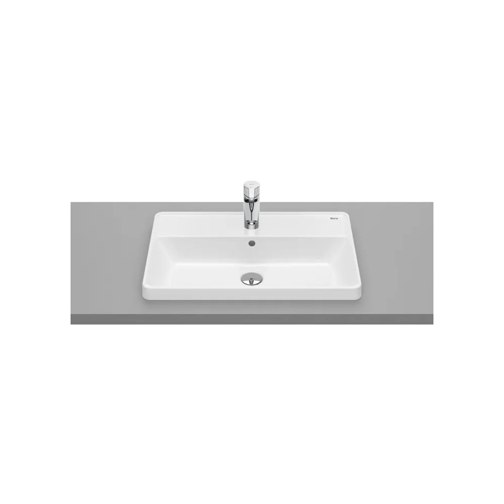 Lavabo de Encimera Rectangular Porcelana 60x39x4cm Blanco Roca - Vista 1