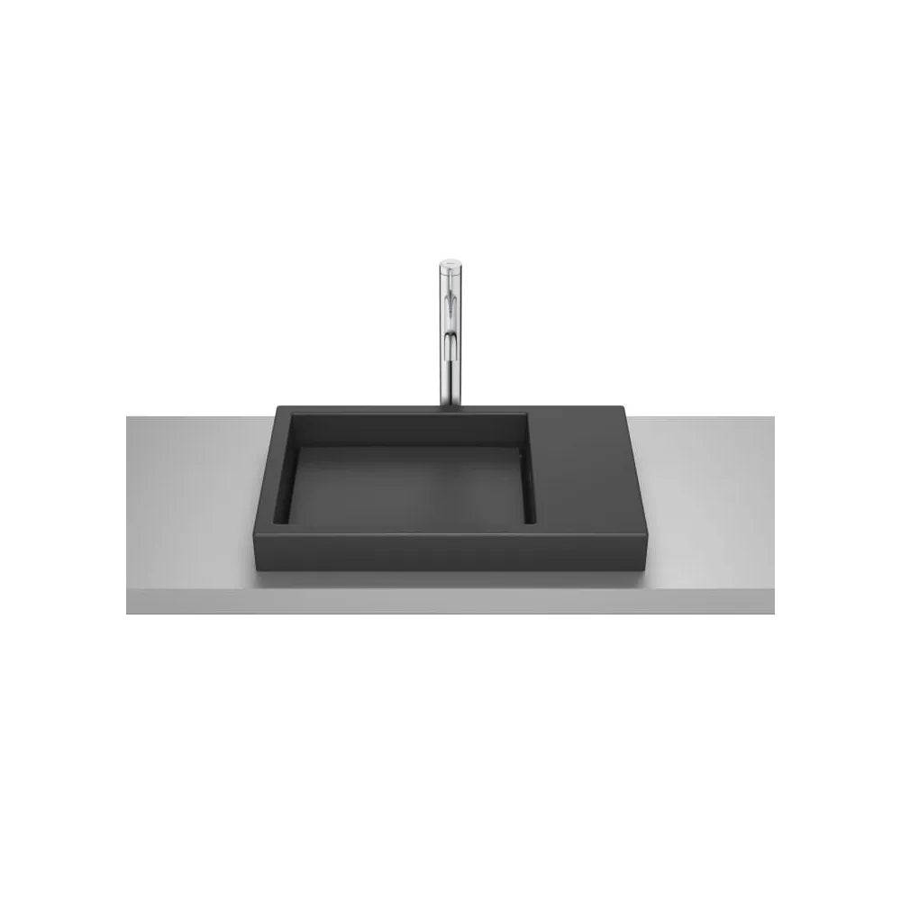 Lavabo de encimera rectangular 60x38x7 cm porcelana negro Roca - Vista 1