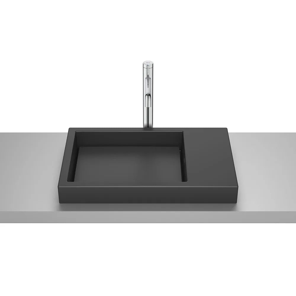 Lavabo de encimera rectangular 60x38x7 cm porcelana negro Roca - Vista 2