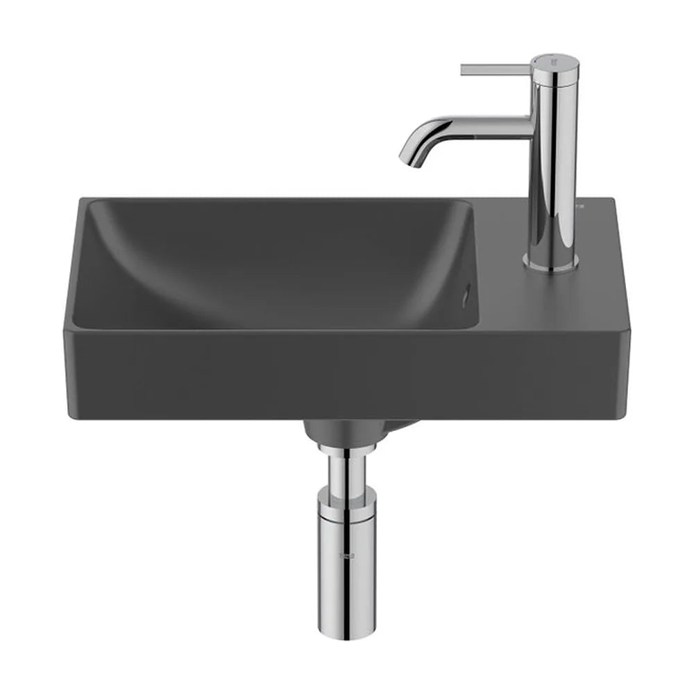 Lavabo asimétrico mural compacto 45x26x15 cm color negro mate Roca - Vista 2