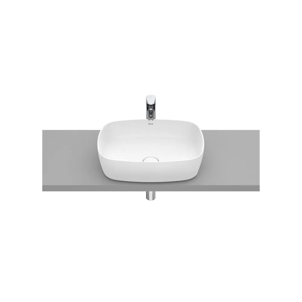 Lavabo Angular de Sobre Encimera Fineceramic Eidos 50x37x14cm Blanco Mate Roca - Vista 1
