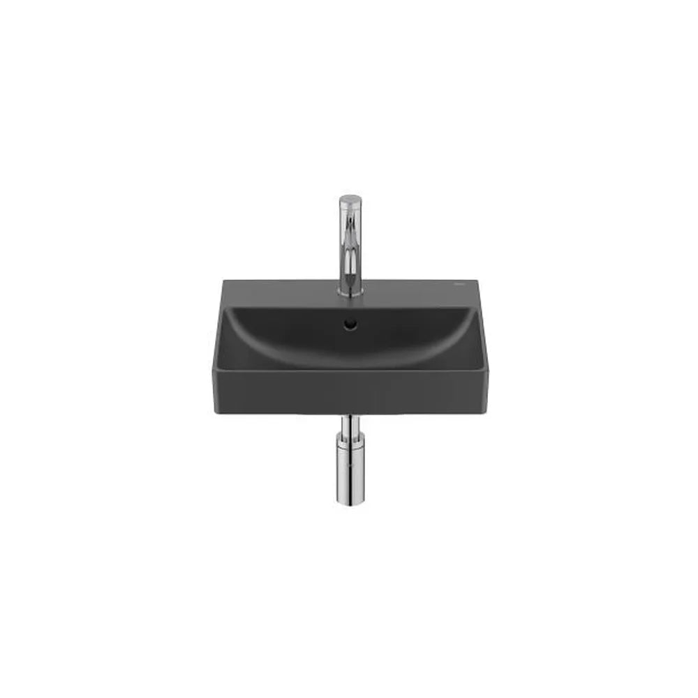 Lavabo mural compacto Fineceramic rectangular 45x36x15 cm negro mate Roca - Vista 1