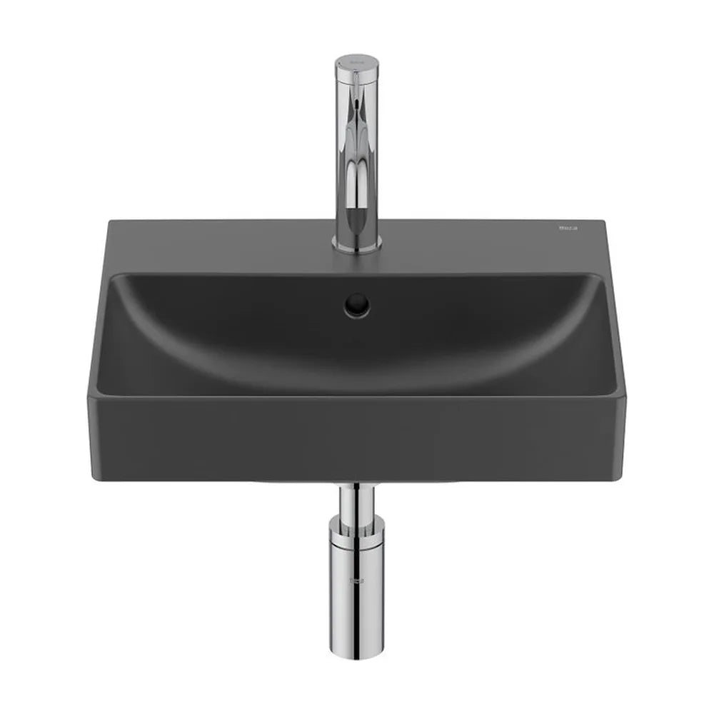 Lavabo mural compacto Fineceramic rectangular 45x36x15 cm negro mate Roca - Vista 2