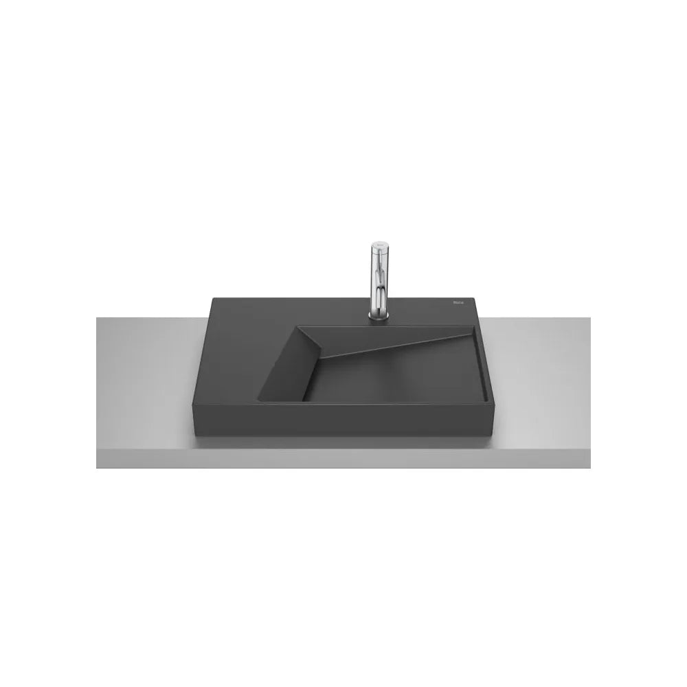 Lavabo de sobre encimera rectangular 60x42x8 cm porcelana negra Roca - Vista 1