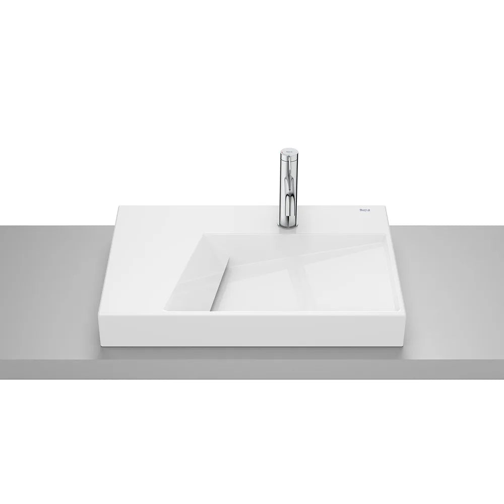 Lavabo de Sobre Encimera Rectangular Porcelana Blanca 60x42x8cm Roca - Vista 2