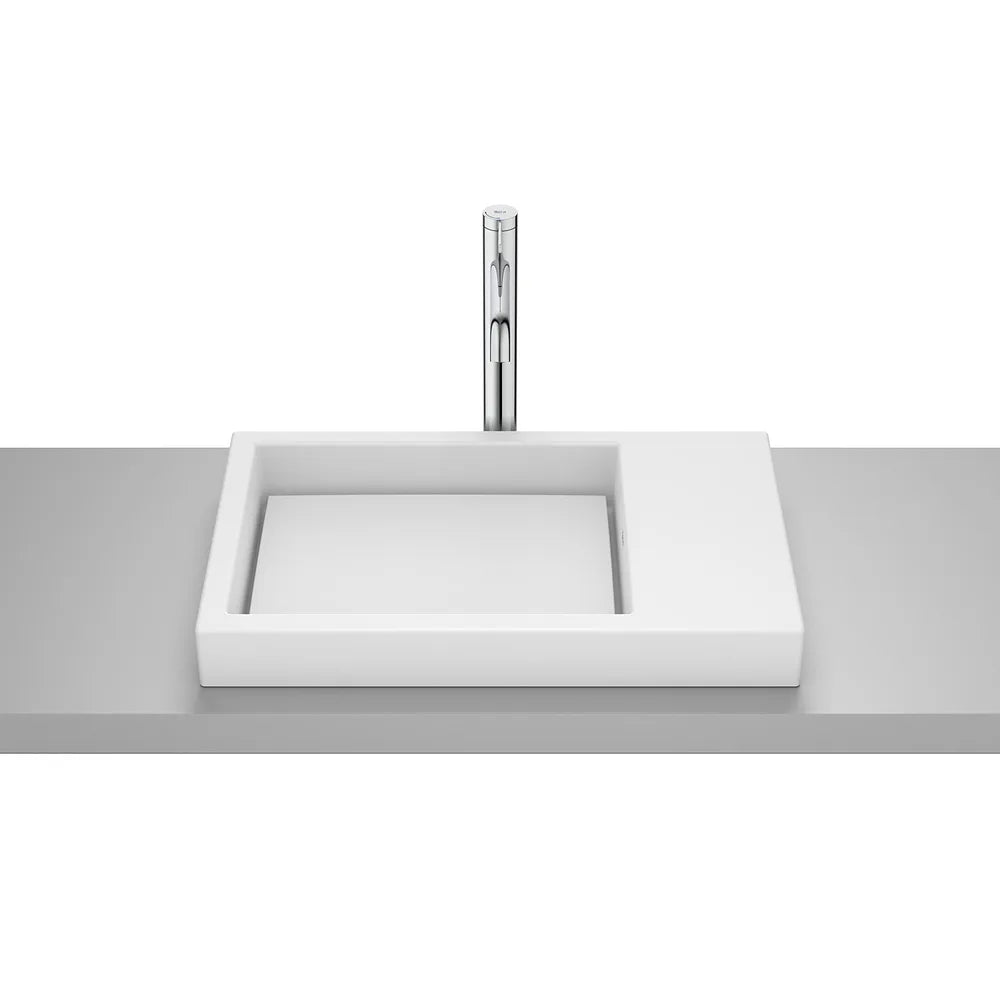 Lavabo de encimera rectangular 60x38x7 cm porcelana blanco mate Roca - Vista 2