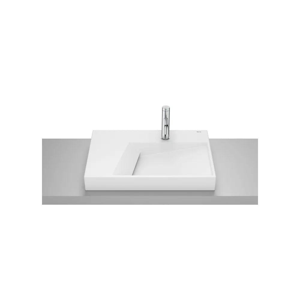 Lavabo de sobre encimera rectangular 60x42x8 cm porcelana blanca mate Roca - Vista 1