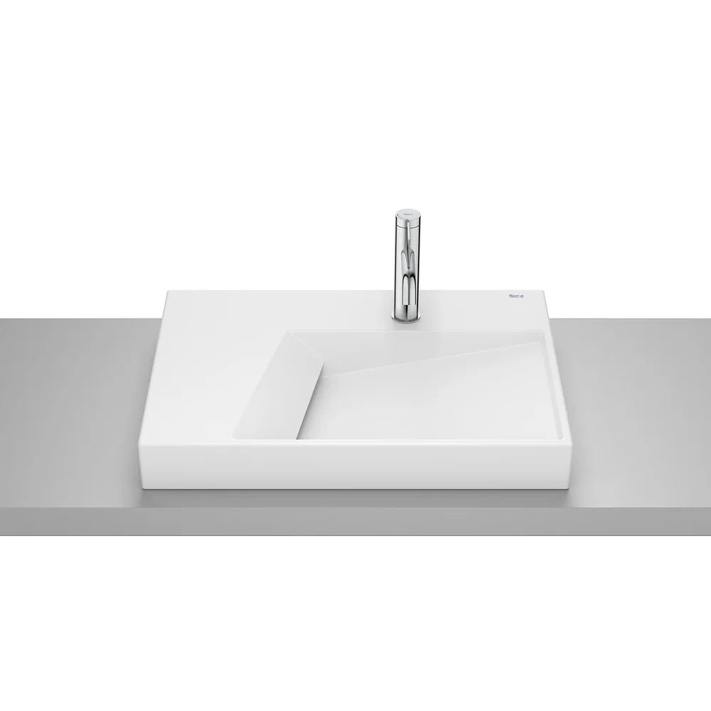 Lavabo de sobre encimera rectangular 60x42x8 cm porcelana blanca mate Roca - Vista 2